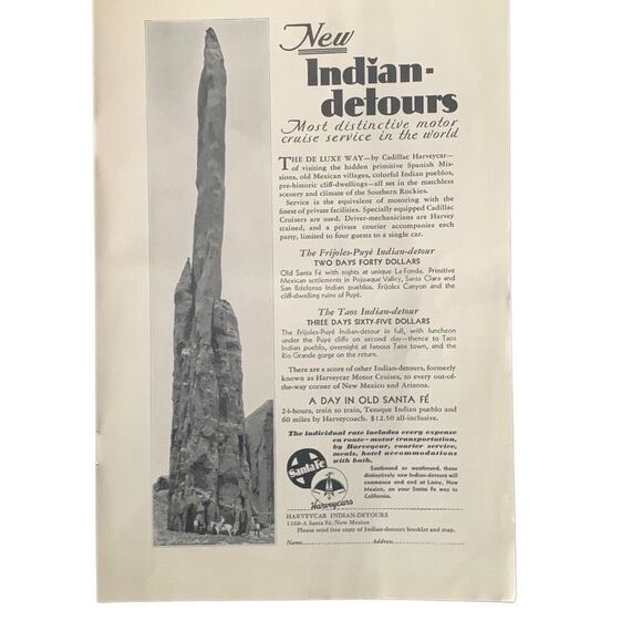 Vintage 1930 Santa Fe Harveycar Indian Detours Ad Advertisement - Picture 3 of 4